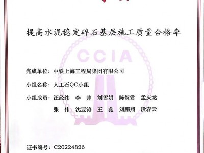 工程建設質(zhì)量管理小級活動成果大賽二等獎